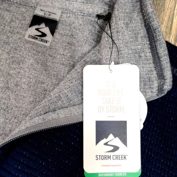 Storm Creek Waffle Weave Knit Pullover 1/4 Zip Sweatshirt Jacket Eco Men Small - Picture 3 of 10